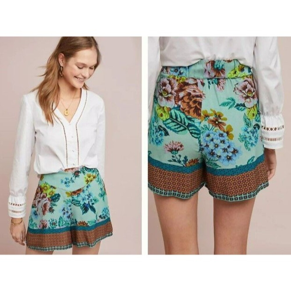 Anthropologie Maeve sz. 0 XS Carolina Floral Shorts Boho Beach Vibes High Waist